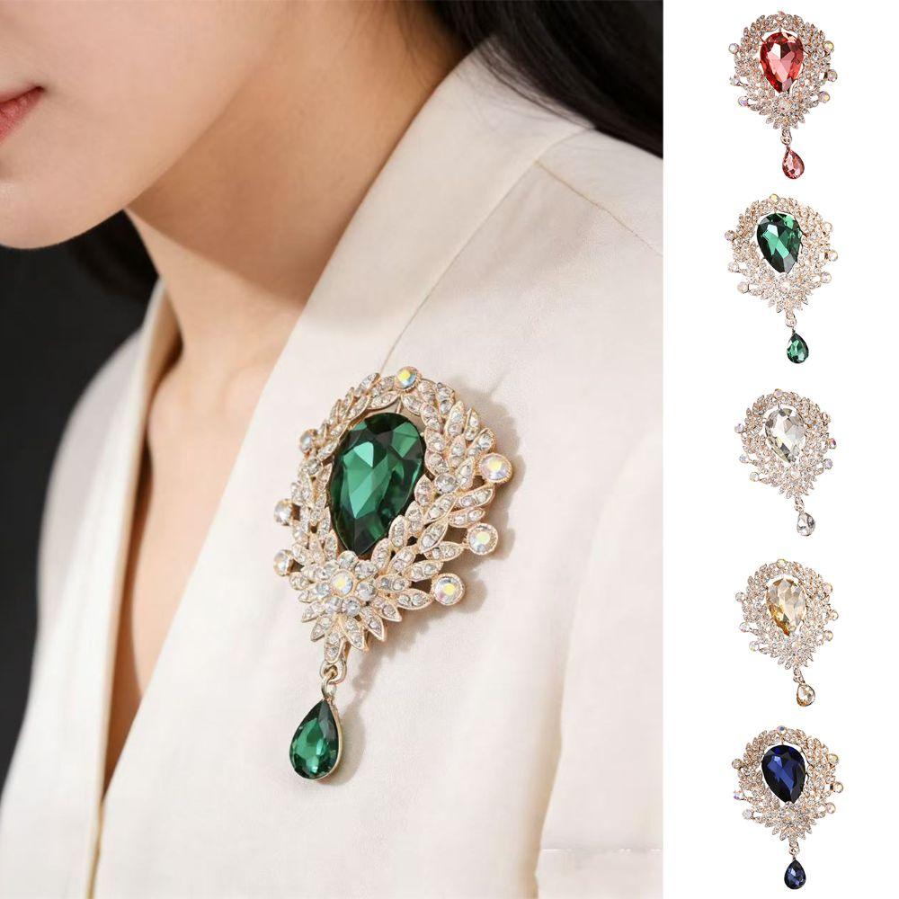 Clear Crystal Wedding Crystal Brooch Flower Design Teardrop Brooch Bridal Brooch Wedding Party