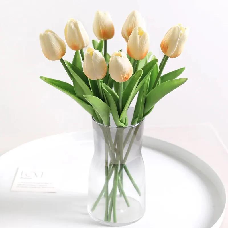 10Pcs Tulip Artificial Flowers Real Touch Bouquet Fake Flowers for Home Bedroom Decor Garden Wedding Decoration Vase Accessories