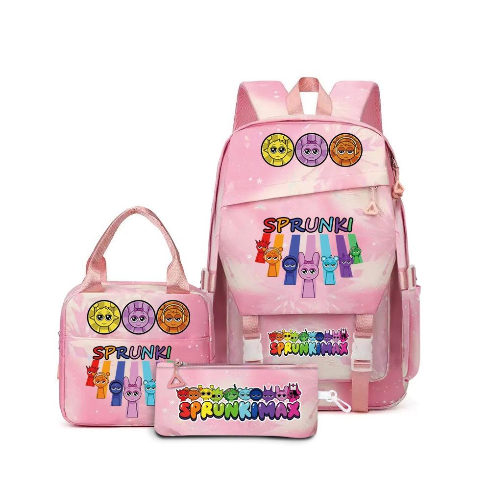 SprunkiPlush Rhythm Box School Bag Student Large Capacity Storage Backpack Backpack Three-piece Set L