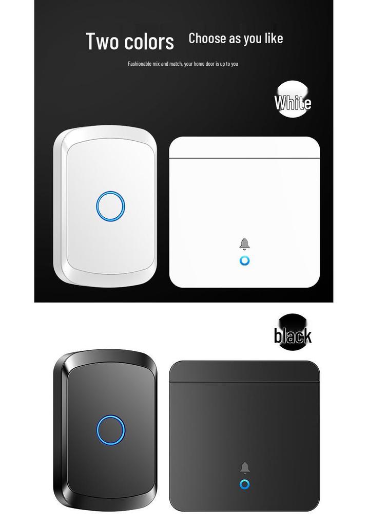 Wireless Smart Remote Doorbell with Long-Range Button and Large Panel Switch
