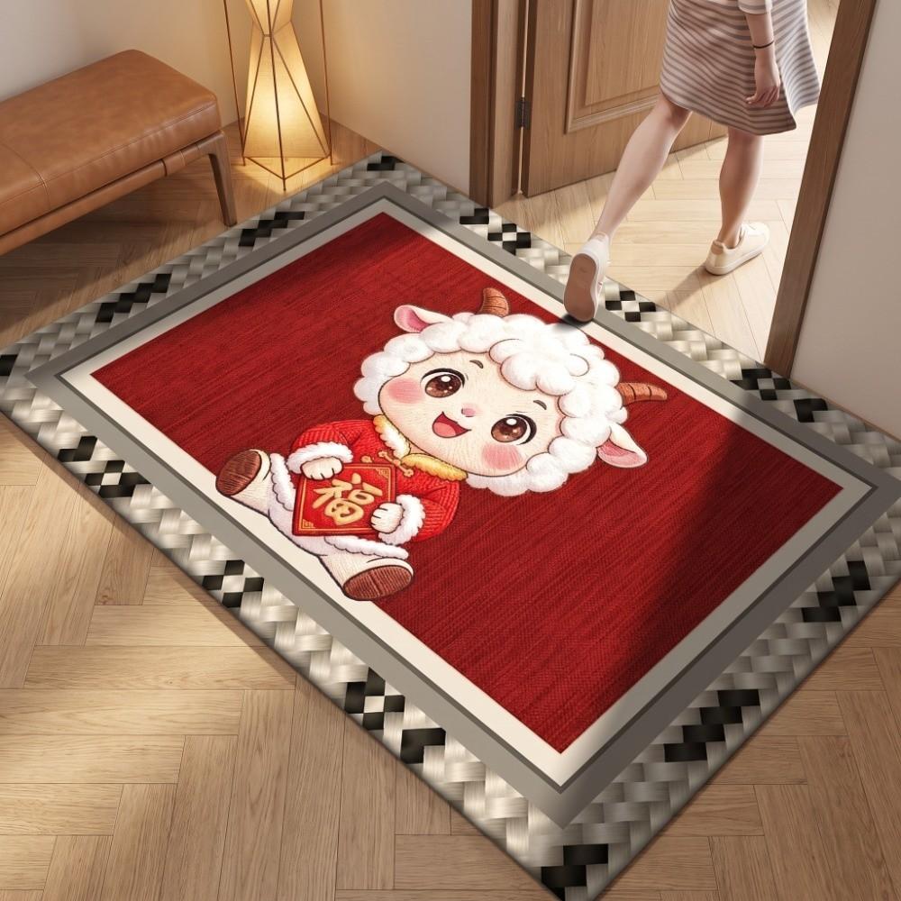 Cartoon Lamb Chinese Sheep Year Floor Mat Sheep Printed Welcome Door Mat Spring Festival