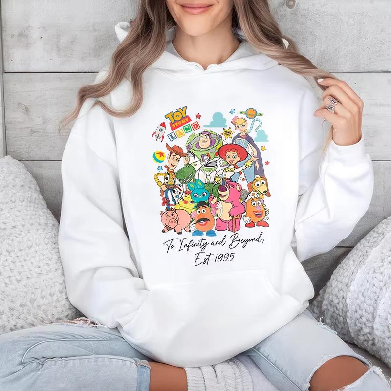 Disney Toy Story Lands At Infinity and Beyond 1995 Printed Women's Fall/Winter Hoodie Sports Sweater Loose Top Casual Wear