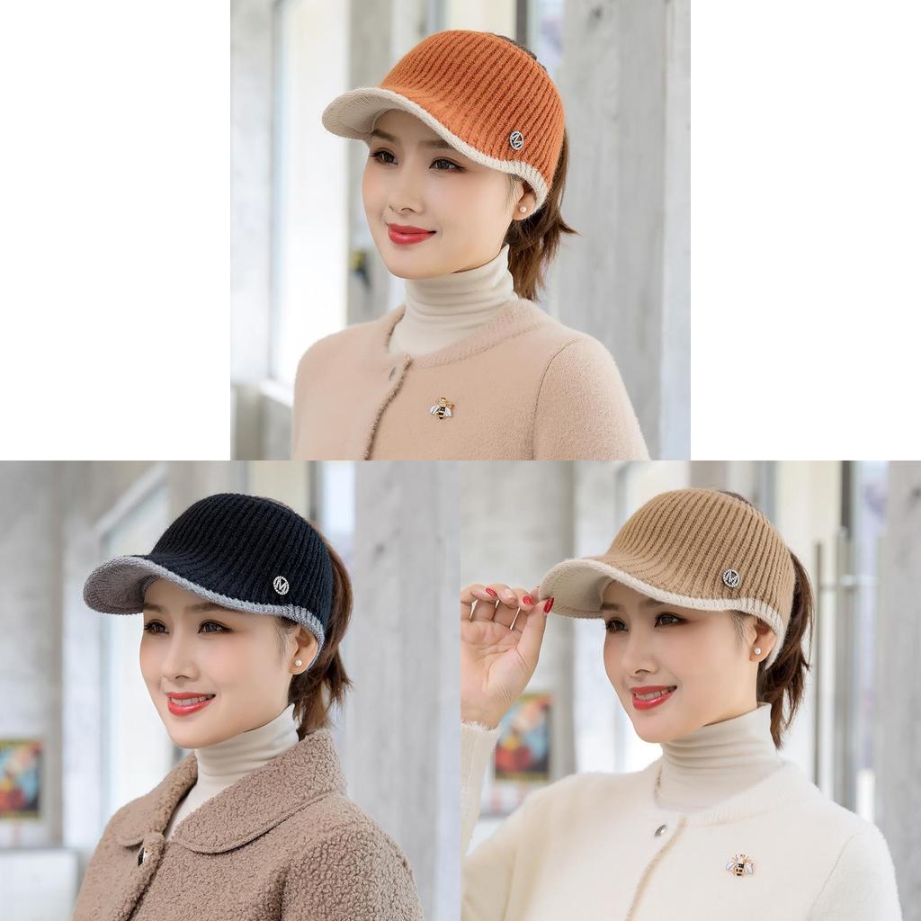 Lightweight Knit Open Top Hat For Women With Letter Embroidery For Outdoor Warmth