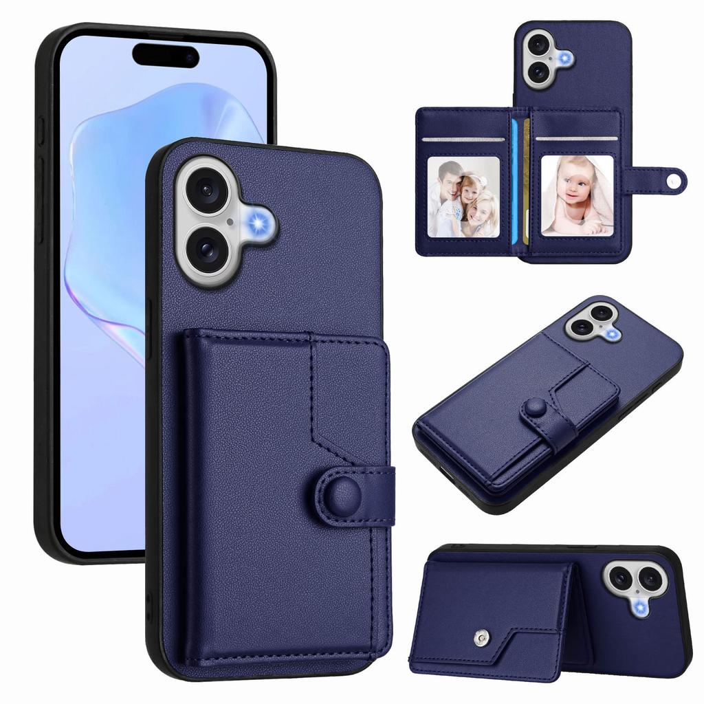For iPhone 17 Case RFID Blocking Card Holder Kickstand TPU + PU Leather Phone Back Cover
