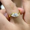 East West 1/2CT Marquise Cut Moissanite Ring for Women  Copper18K Gold Plated Bypass Solitaire Diamond Wedding Band Jewelry