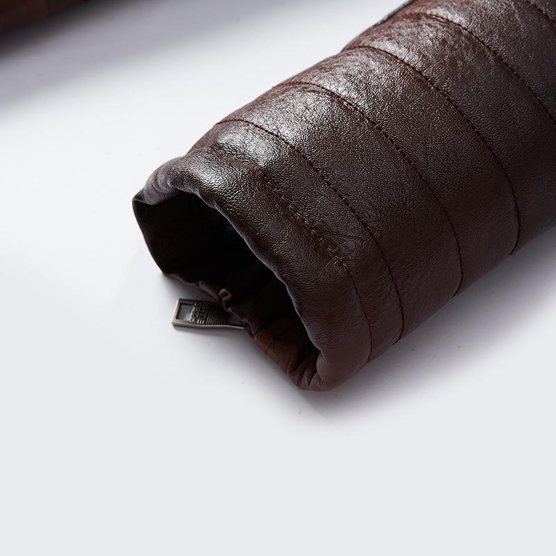 Jaqueta masculina de couro sintético para inverno com forro de pele - tamanho grande, estilo europeu e americano.