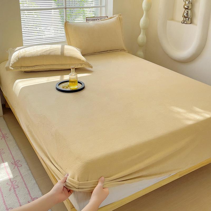 

Winter Plush Elastic Fitted Sheet Couple Double Bedspread on The Bed Linen Mattress Pad Cover 90 150 180x200 Warm No Pillowcase Twin