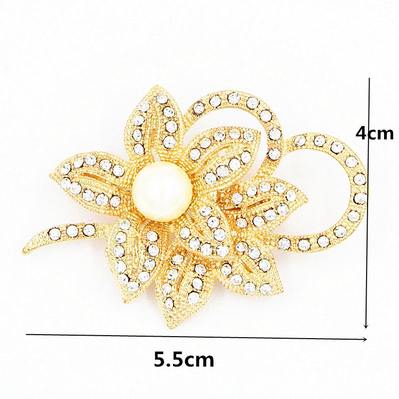 Korean Style Pearl Crystal Flower Brooch - Elegant Women's Corsage Pin Accessories