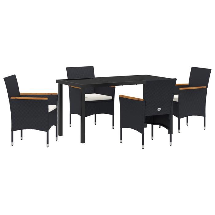 VidaXL Ensemble de jardin de 5 pièces en poly rotin noir 3379753