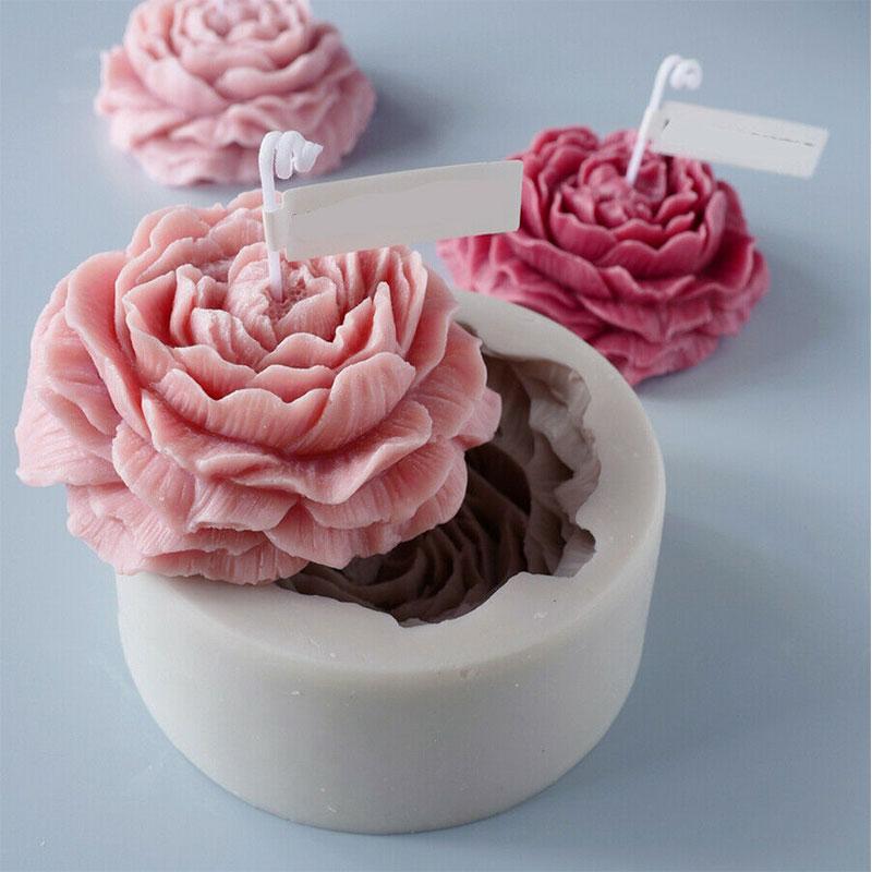 Silicone Peony Aromatherapy Soap Wax Candle Mold Making Resin Mold DIY Craft