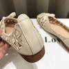 Square Toe Shallow Mouth Flats Woman Bowtie Cut-outs Shoes for 2025 New Summer Slip-on Ballet Flats Women's Emboridery Loafers