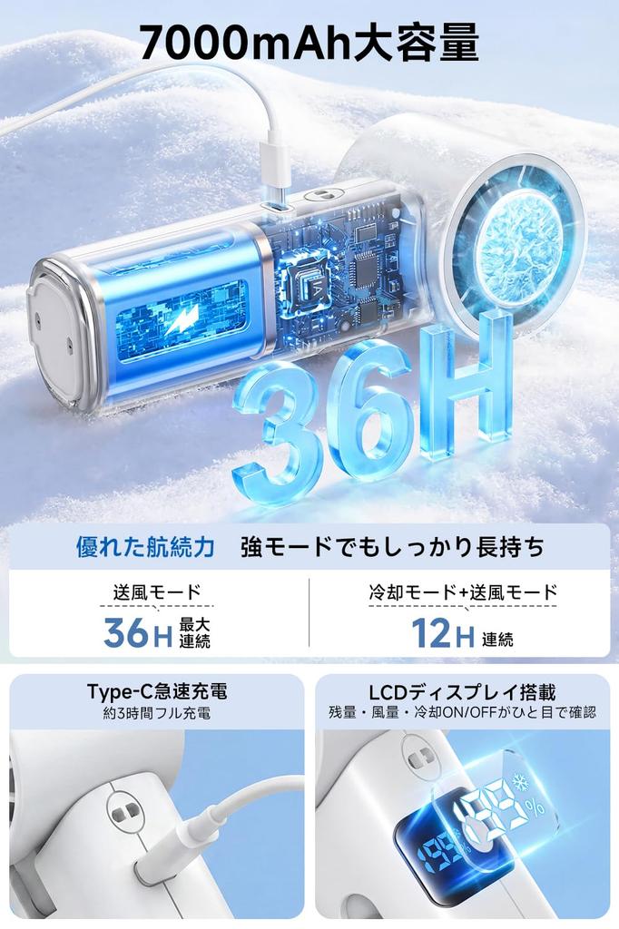 Handheld Fan with Cooling Plate [2026 New Release & 1-Second Instant Cooling] Portable Fan Cooling Fan 7000mAh High Capacity USB Rechargeable Mini Fan