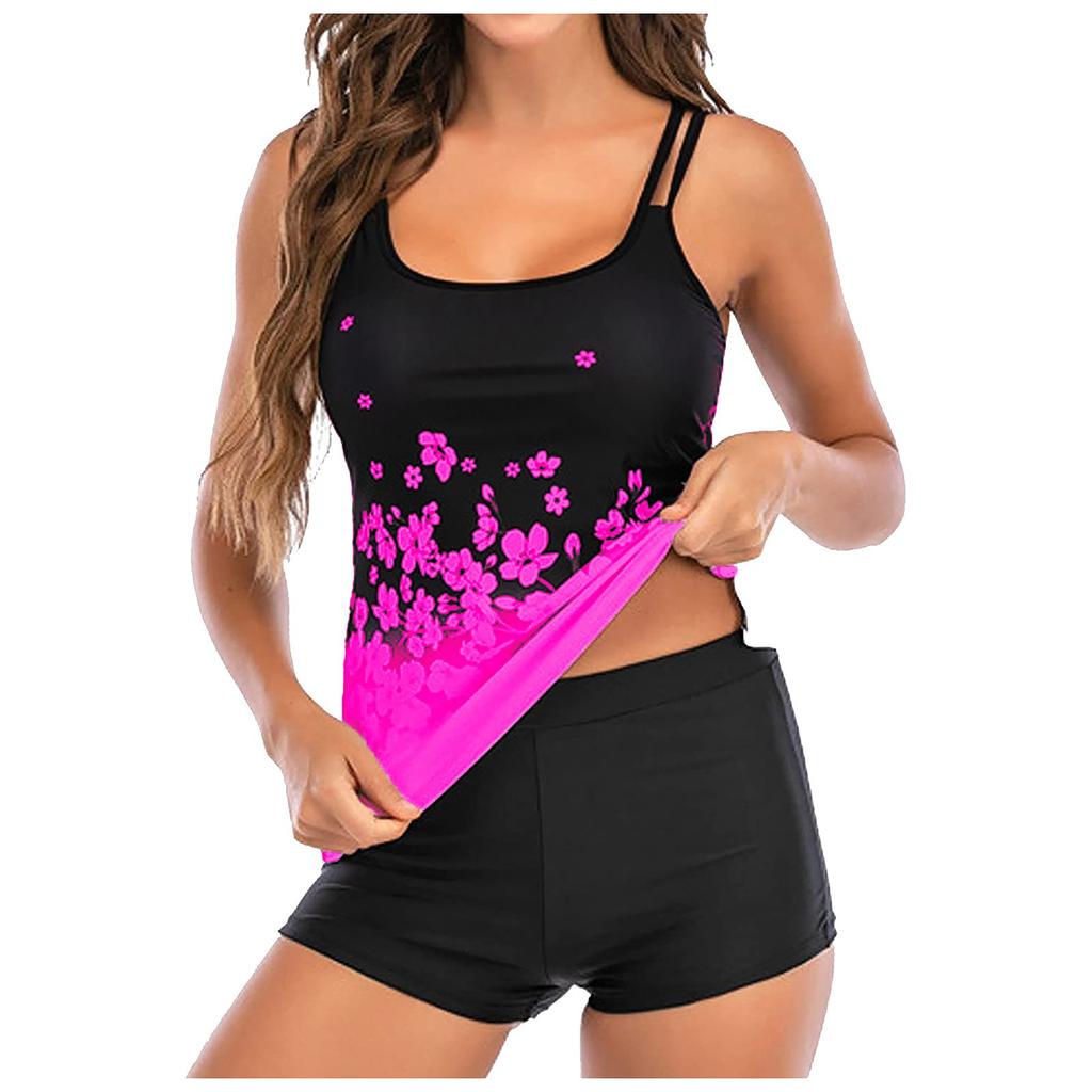 Two Piece Printed Women's Swimsuit With Breast Cushion Swimsuit Women's Oversized Swimming Assembly Shorts
