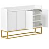 Modern Sideboard In Minimalist Style 4-Door Handleless Buffet Cabinet for Dining Room, Living Room, Kitchen (White)