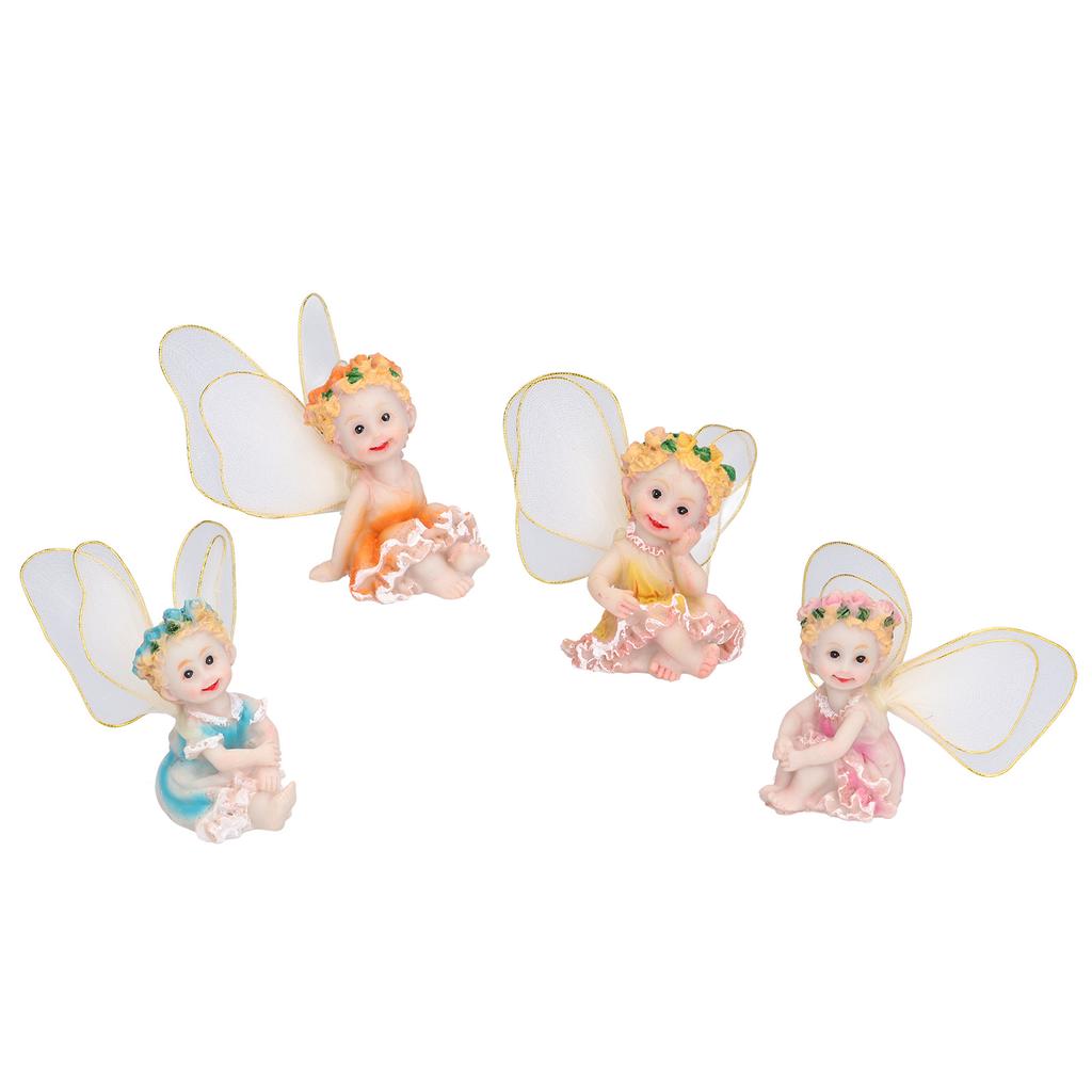 4Pcs Flower Fairies Figurines Garden Home Ornament Fairy Figures Resin Craft Bonsai Decoration