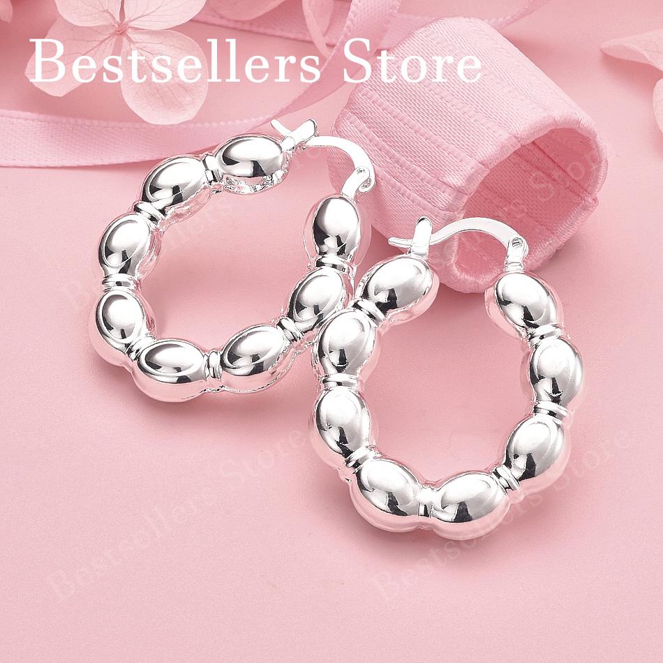 925 Sterling Silver Exquisite Shiny Round Bead Ear Clips Suitable for Women Fashion Party Wedding Gift Jewelry