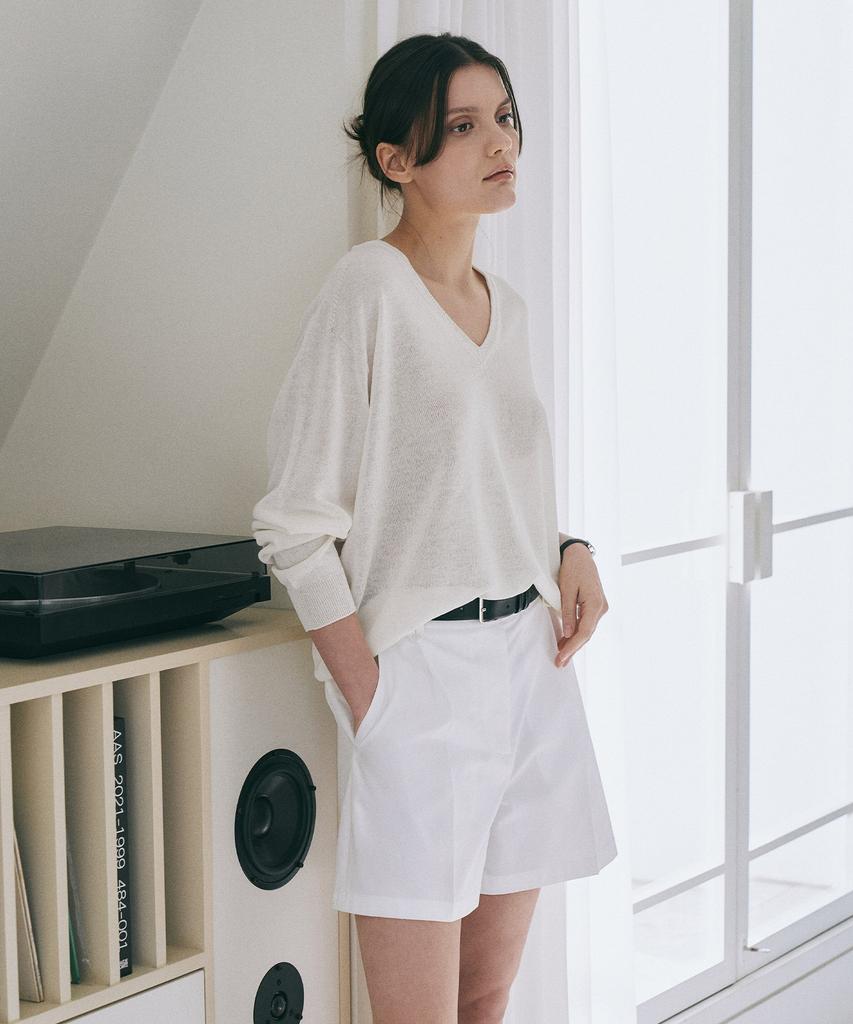 LAMEREI One Tuck Cotton Half Pants[Lmbesupt4504]-2Color
