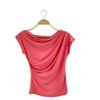 New Arrivals Open Run Women One Shoulder Draped Half Sleeve T shirT