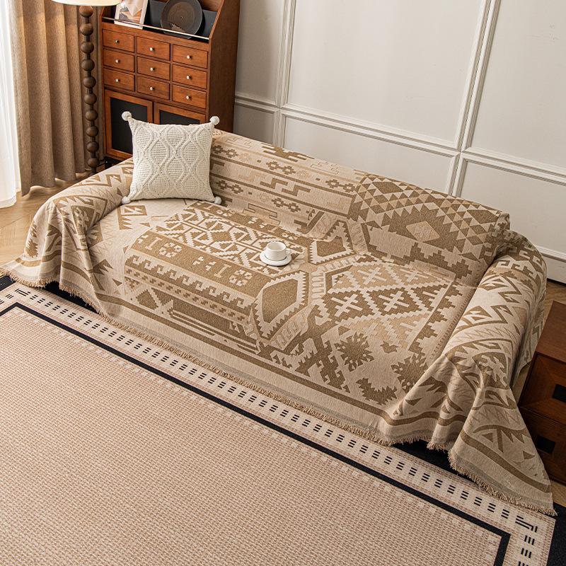 

Nordic Geometric Pattern Sofa Towel Thick Tassel Edging One Piece Dust Cover Universal All Season Sofa Throw 180*90cm світло-коричневого кольору