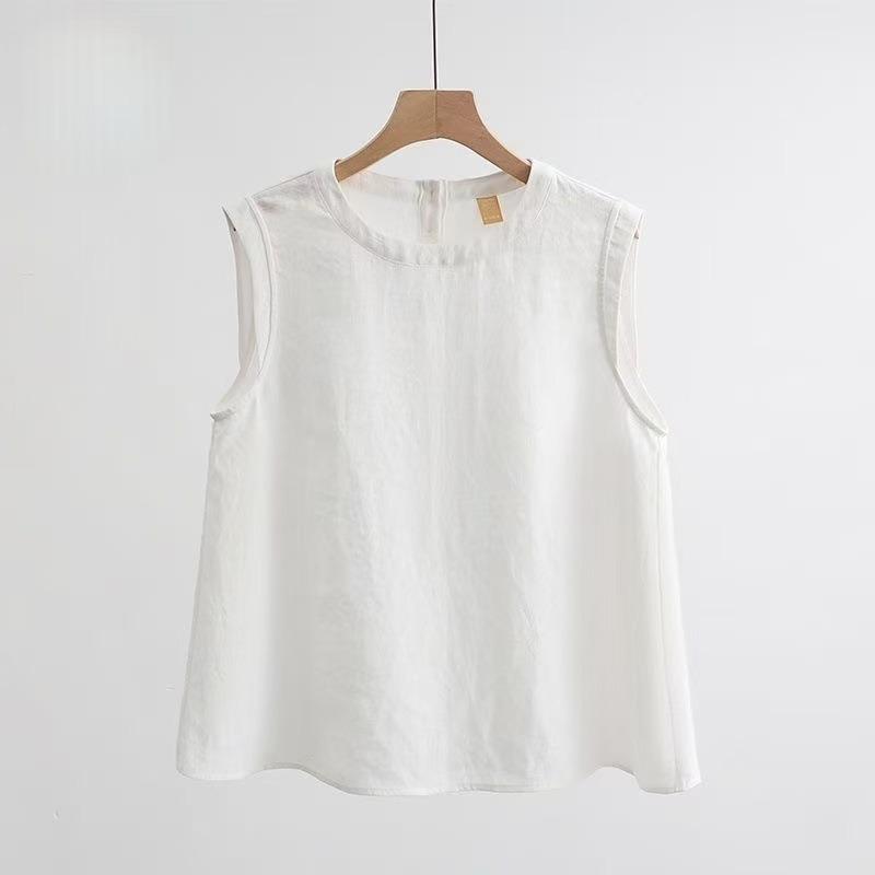 Cotton and Linen Shirt Women's Summer Sleeveless Blouse Women's Loose All-match Linen T-shirt Bottoming Linen Vest