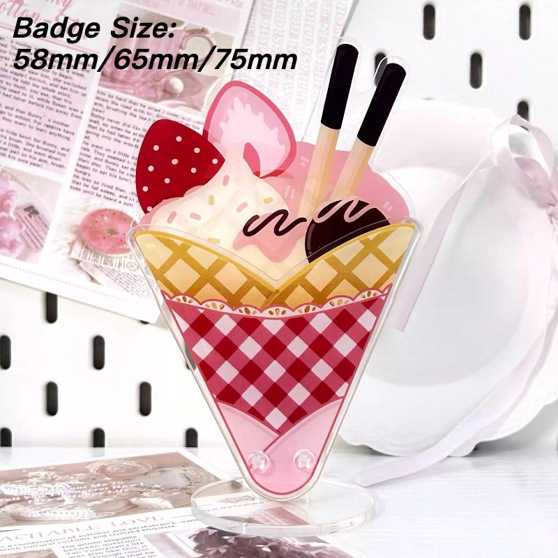 Kawaii Crepes Acrylic Pins Ornaments for 58mm 65mm 75mm Anime Badges Japan Style Blueberry Crepes Shaped Figurines Wholesales