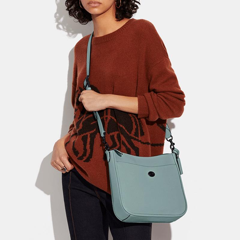 Coach Chaise 27 Pebbled Turnlock Zip Leather Crossbody Shoulder Bag Large Women's Mint Green
