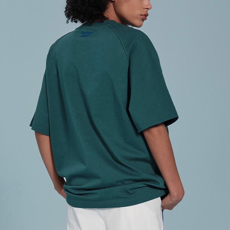 Reebok Letter Print Casual Sports Knit Short Sleeve T-Shirt Unisex Tops Green 24SRC411UGL7