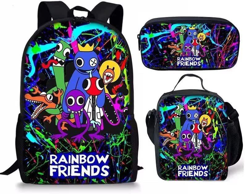 Rainbow Friends Rainbow Friends Student School Bag Digital Printed Oxford Cloth Backpack Satchel Pencil Case