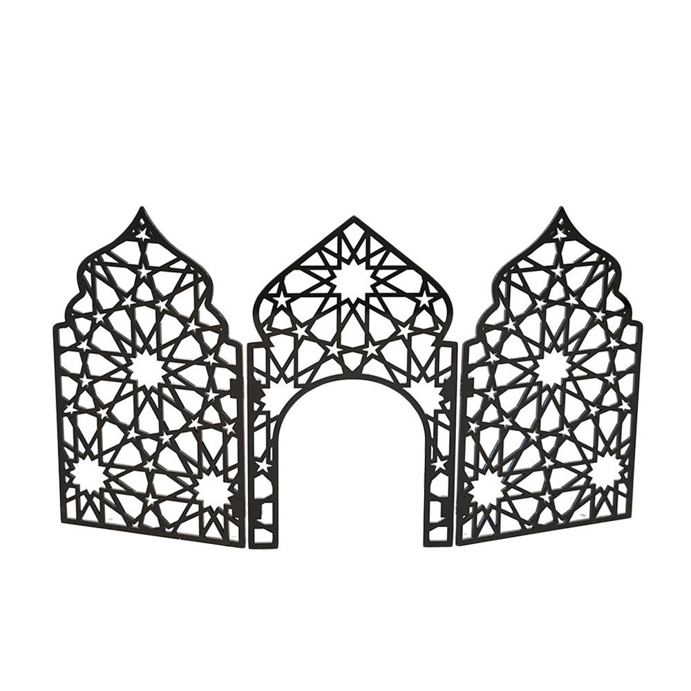 

Multicolor Ramadan Ornament Folding Screen Acrylic Hollow Out Castle Eid Mubarak Desktop Screen Decorative Craft