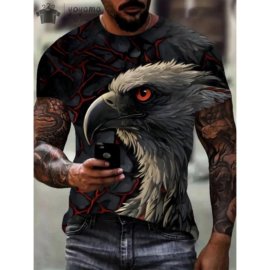 Men's T Shirts Vintage Animal Eagle 3d Printed Casual Short Sleeve Tee Shirt Fashion Outfits Streetwear O Neck Oversized Tops