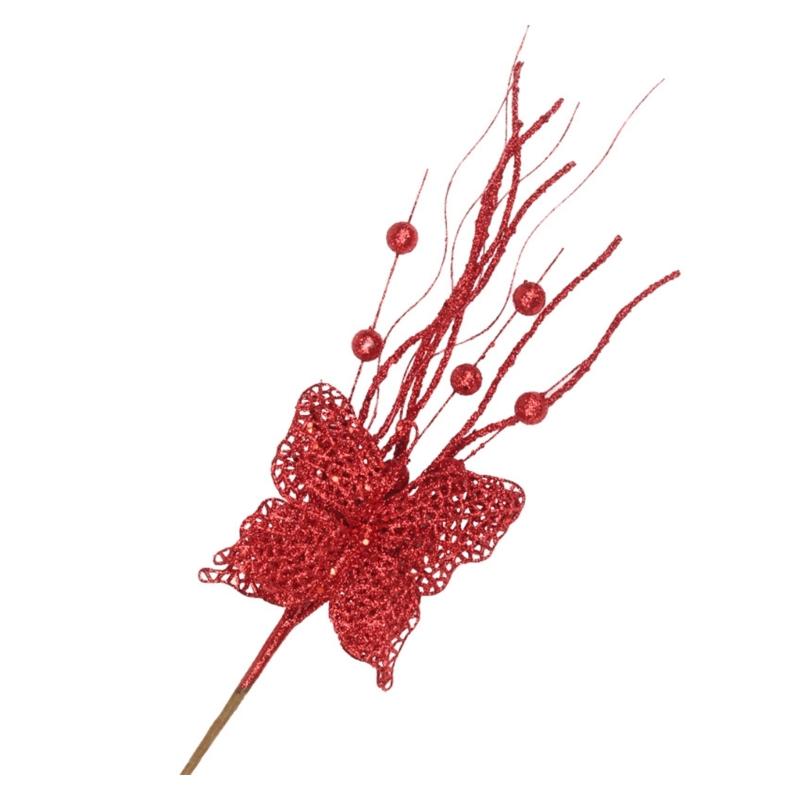 6Pcs Christmas Holly Berries Branch Holly Berries Stems Christmas Plant Decoration For Christmas Party Centerpieces