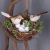 Bird Nest with Faux Birds and Eggs Ornament for Gardens Window Sill Decoration Photography Props Handmade Accessory