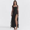 2024 Summer/Fall New European & American Style Women's Sexy Frill Stitch Split Dress