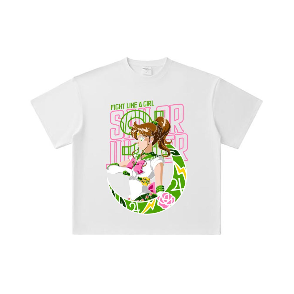 260 GSM Double Yarn 32 Count 100% Cotton Sailor Moon V7 Jupiter Print Unisex Heavy Cotton T Shirt