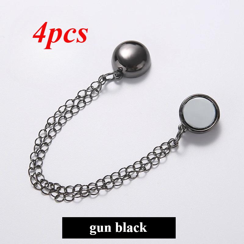 Multi-Function Magnetic Clothing Clip with Chain Metal Buttons Clip Clothes Scarf Trouser Legs Cuff Fixing Magnet Pin Decor