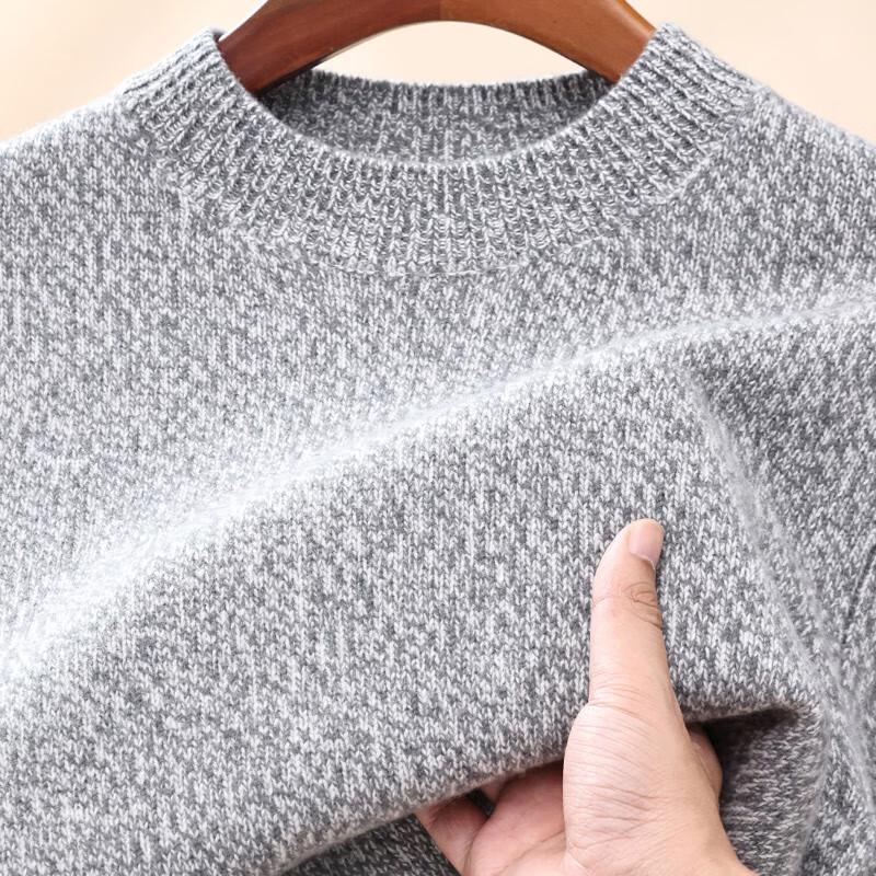 Hengyuanxiang Herren Pullover 100% Reine Wolle Grobstrick Rundhals