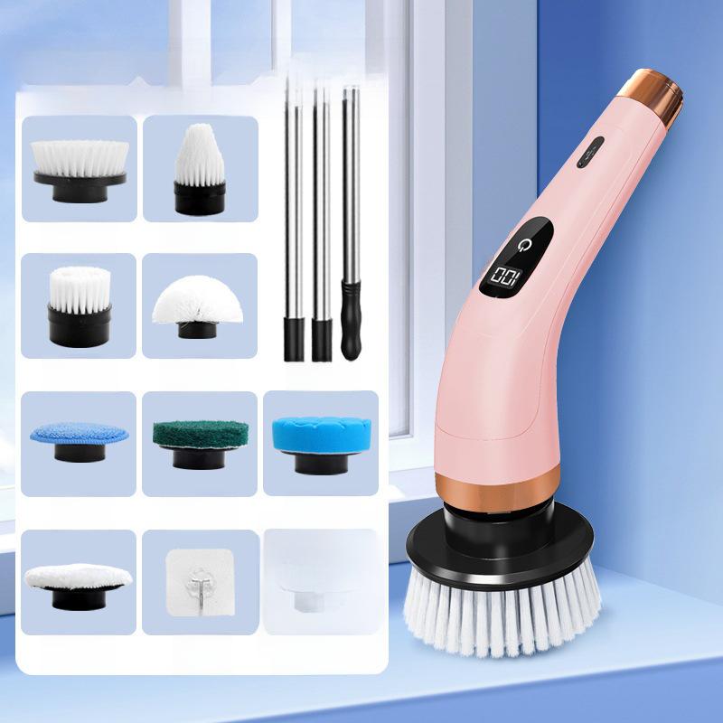 9-in-1 Electric Bathroom Cleaning Brush with Dual-Length Handles