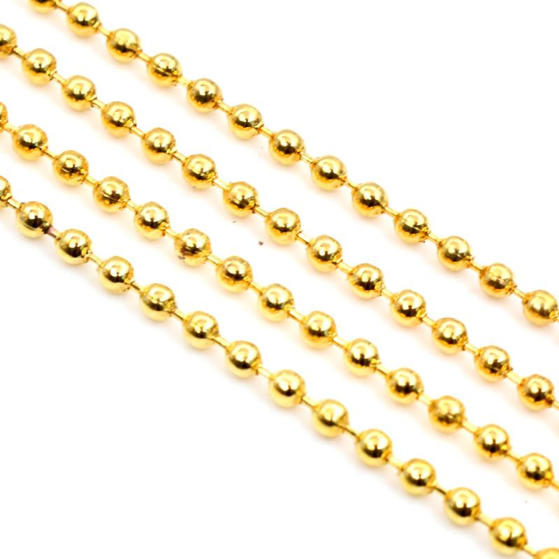 5 Meters/lot 1.5mm 2.0mm 2.4mm Gold Bronze Silver Plated  5 Colors Ball Beads Chain Necklace Beaded DIY Jewelry Findings