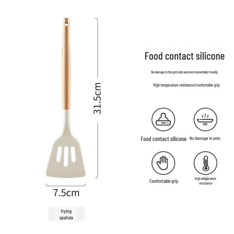 

Набір кухонного посуду Samie, стійкого до високих температур: Силіконова лопатка, антипригарна лопатка, ополоник і ложка з прорізами.