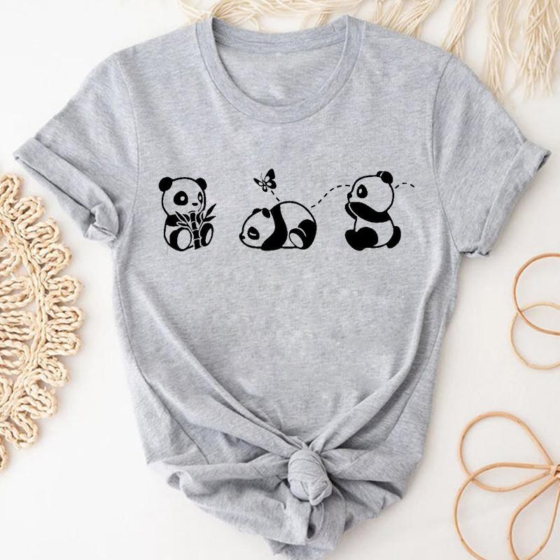 Tee Top Fashion Tshirt Clothing Casual Sweet Love Panda Spring Short Sleeve Women Print Summer Lady Female Graphic T-shirt