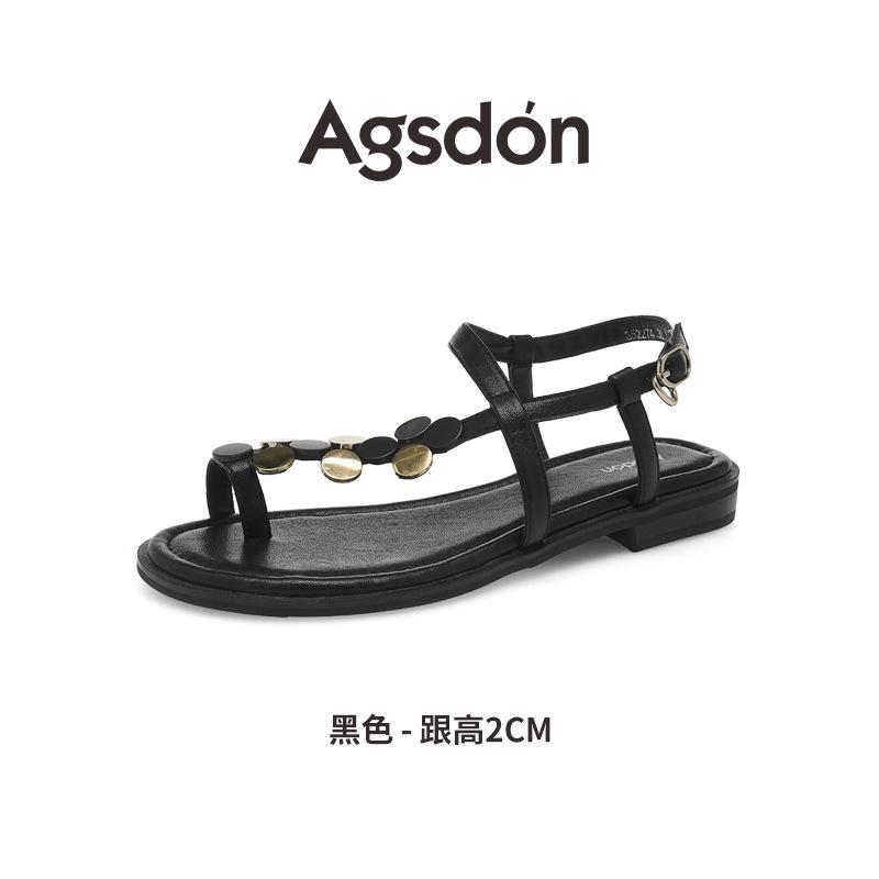 Augustine Flat Sandals Women's Summer Wear 2025 New Retro Casual Beach with Skirt Roman Slippers