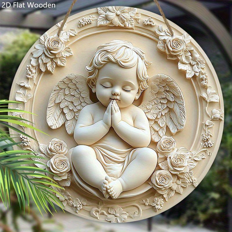 Cute angel pattern pendant, home wall or door decoration, 2d flat wooden, Christmas decoration, gifts for friends and family