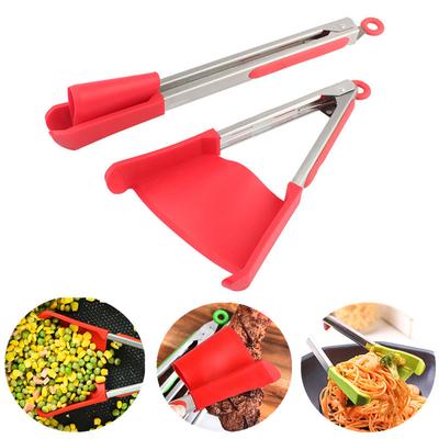 Creative 2 în 1 silicon cap antiaderent alimente clește oțel inoxidabil BBQ Clever clește friptură clipuri spatulă lopată ustensilă de bucătărie