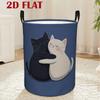 A Charming Laundry Basket Featuring a Cute Black And White Design of Cuddling Cats, Perfect for Any Room, Easy To Clean, And Collapsible for Storage, 