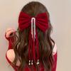 Red Bow Headdress For Ladies Sweet Hair Clip Bride Engagement Wedding Hairpin Spring Clip Fashion Hair Accessories Gifts