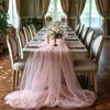 Tüllstoff Himmelblau Transparent Tischläufer Stuhl Schleifen Hintergrund Vorhänge für Babyparty Geburtstag Hochzeit für Party Fotos Dekoration