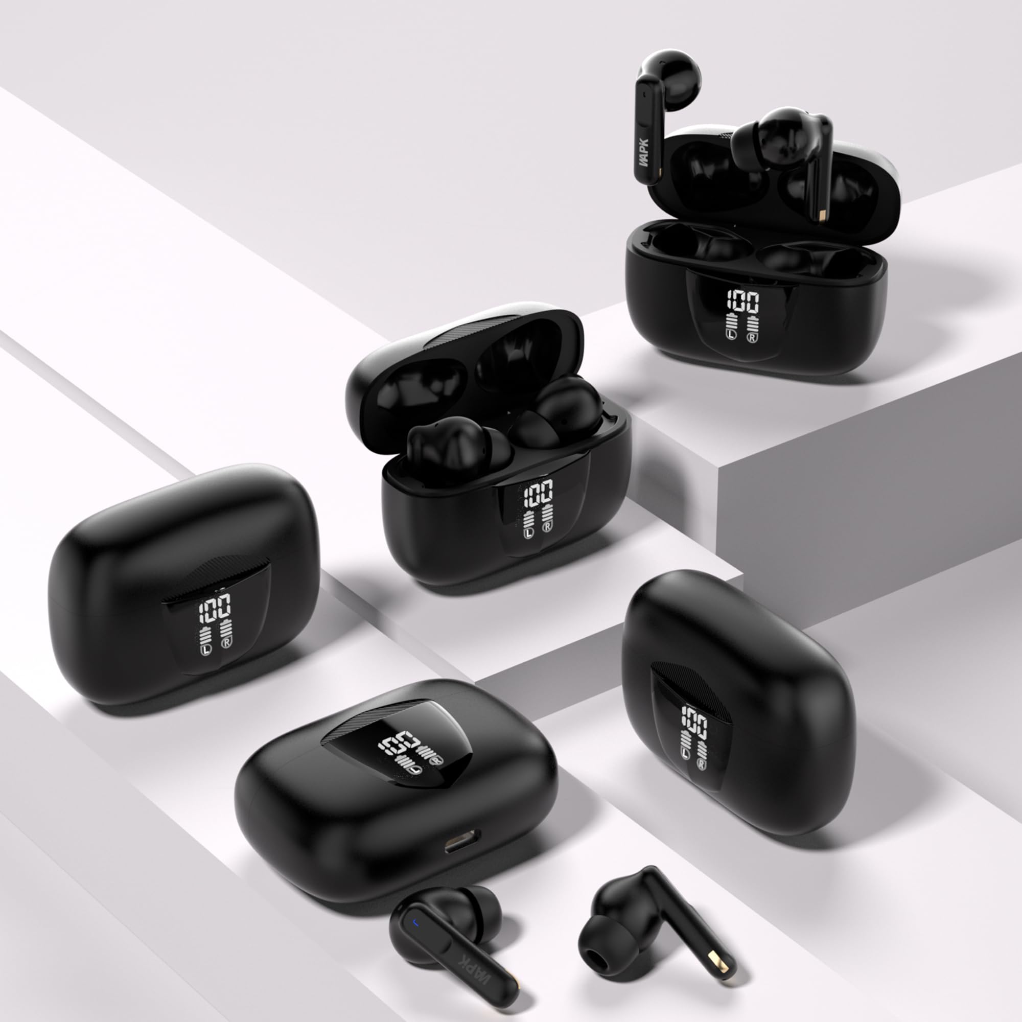 

Беспроводные Bluetooth-наушники с ENC-шумоподавлением, LED-индикатором уровня заряда батареи, автоматическим Bluetooth-подключением, быстрой передачей звука, совместимые с, идеально подходящие для бизнеса и работы в сфере доставки чёрный