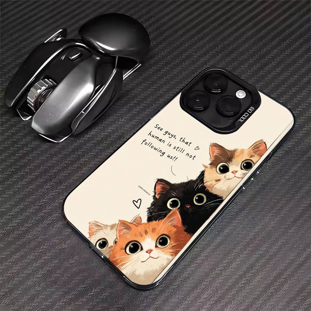 Popular Coffee Cat Cartoon Phone Case For iPhone 17 16 15 14 13 12 11 Pro Max XS Max 7 8 Plus Shockproof Silicone Matte Cover