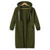 Felpa con cappuccio da donna autunnale e invernale di media lunghezza, taglia forte, tinta unita, casual, calda, cappotto