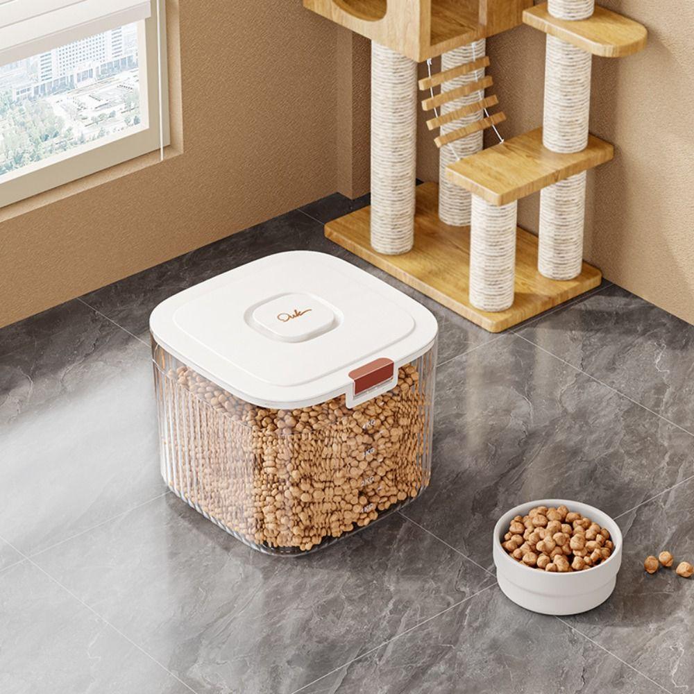 Sealed Dog Food Storage Container Transparent Pet Food Storage Barrel  Pet Supplies